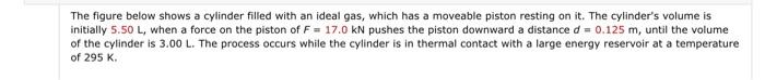 The Figure Below Shows A Cylinder Filled With An Ideal Gas Which Has A Moveable Piston Resting On It The Cylinder S Vo 1