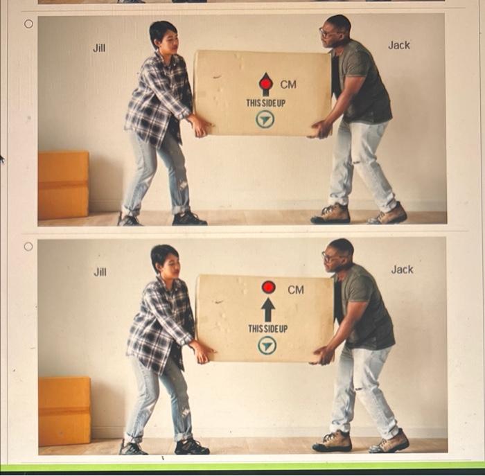 Jack And Jill Are Moving A Heavy Box Together Jack Uses More Force To Lift The Box Than Jill The Red Dot Represent The 2