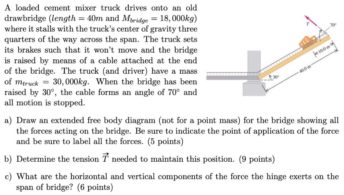 70 A Loaded Cement Mixer Truck Drives Onto An Old Drawbridge Length 40m And Mbridge 18 000kg Where It Stalls 1