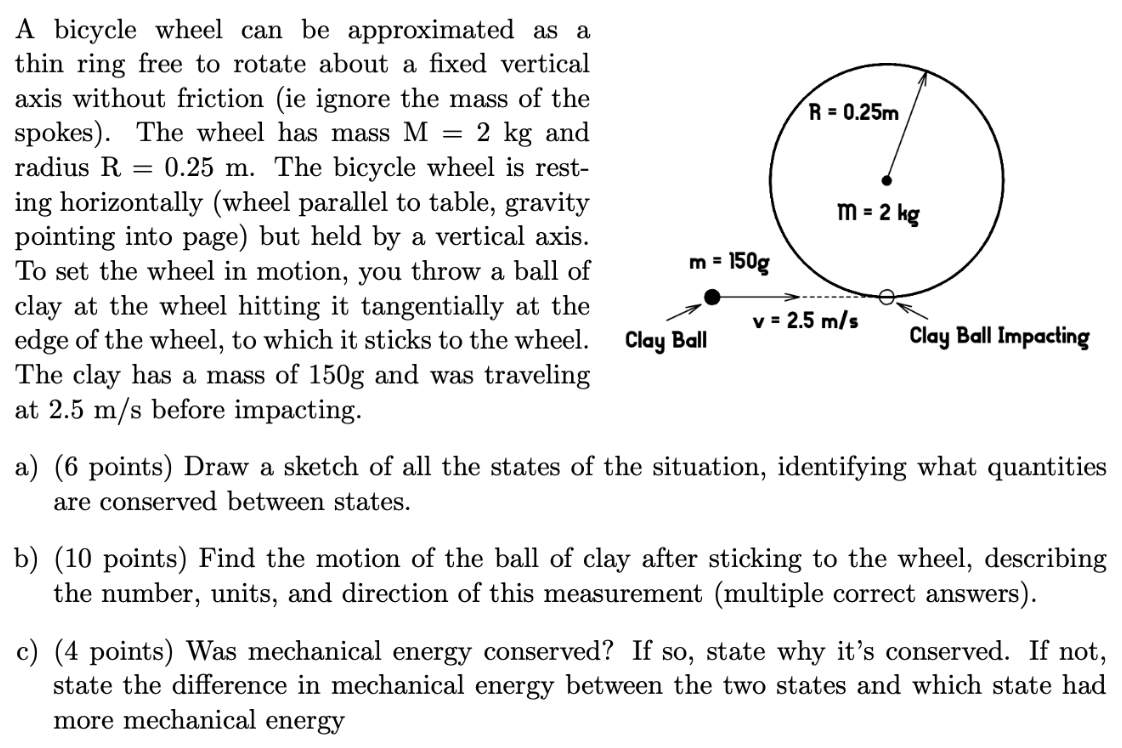 R 0 25m A Bicycle Wheel Can Be Approximated As A Thin Ring Free To Rotate About A Fixed Vertical Axis Without Friction 1