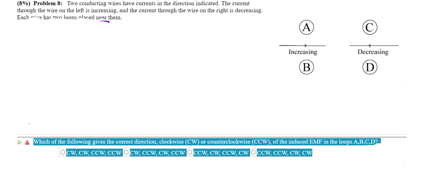 8 Problem 8 Two Conducting Wires Have Currents In The Direction Indicated The Current Through The Wire On The Left 1