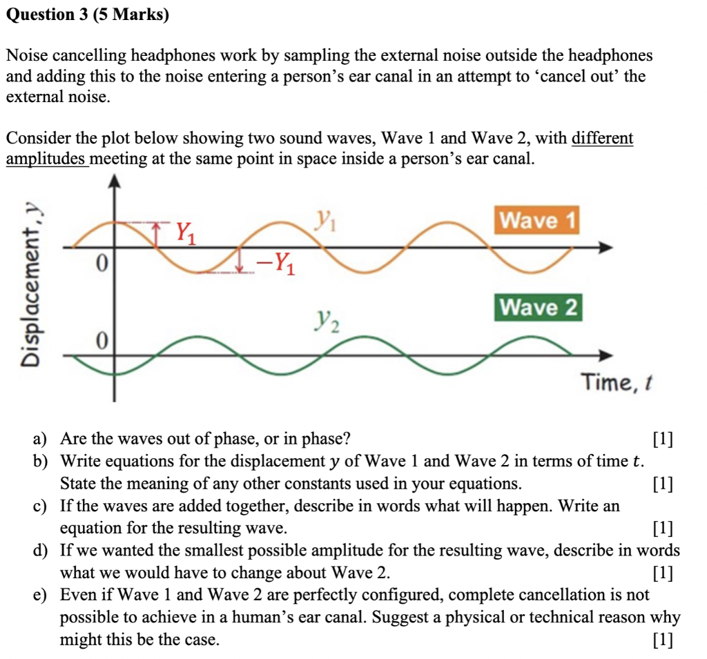 Question 3 5 Marks Noise Cancelling Headphones Work By Sampling The External Noise Outside The Headphones And Adding T 1