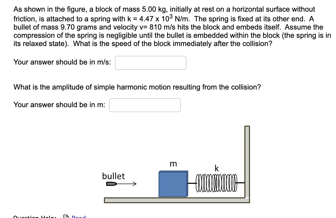As Shown In The Figure A Block Of Mass 5 00 Kg Initially At Rest On A Horizontal Surface Without Friction Is Attached 1