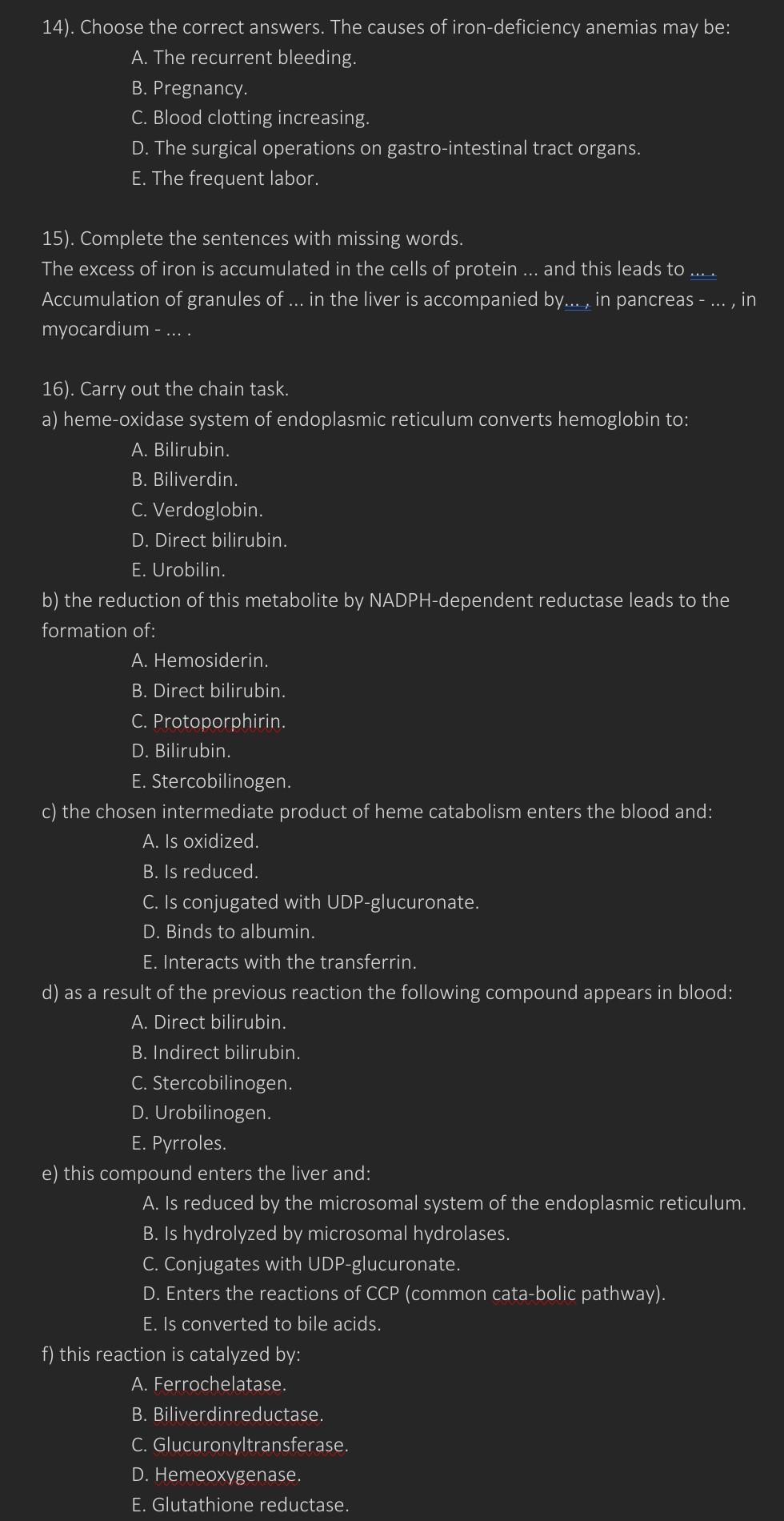 1 Choose The Correct Answers In Erythrocytes The Glucose Enters To The Following Metabolic Pathways A Glycogen Synth 4