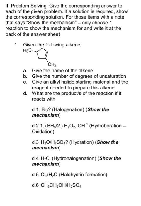 Give The Corresponding Answer To Each Of The Given Problem If A Solution Is Required Show The Corresponding Solution 1