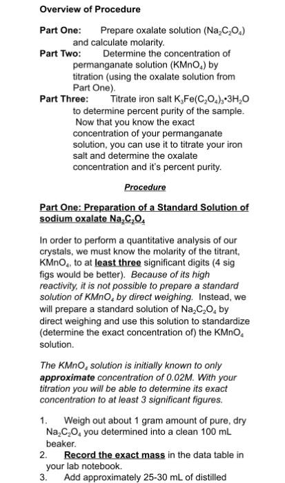 Redox Titrimetric Analysis Of Ksfe C204 3 3h 0 Introduction Potassium Ferrioxalate Trihydrate K Fe C O 3h O Has Long 3