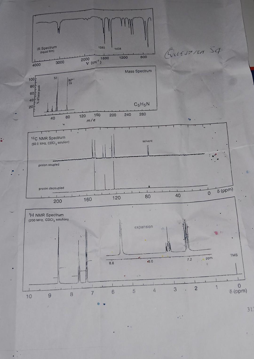 1580 1438 Ir Spectrum Liquid Film Questier 34 1200 800 1600 3000 2000 V Cm 4000 Mass Spectrum 52 100 M 79 801 60 Tttt 1
