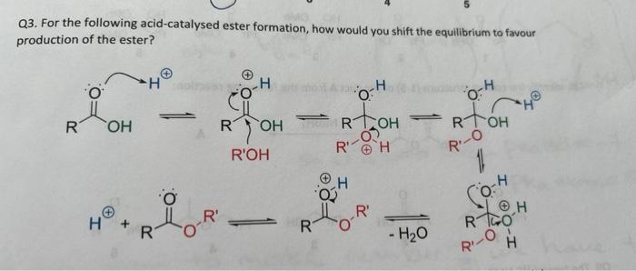5 Q3 For The Following Acid Catalysed Ester Formation How Would You Shift The Equilibrium To Favour Production Of The 1