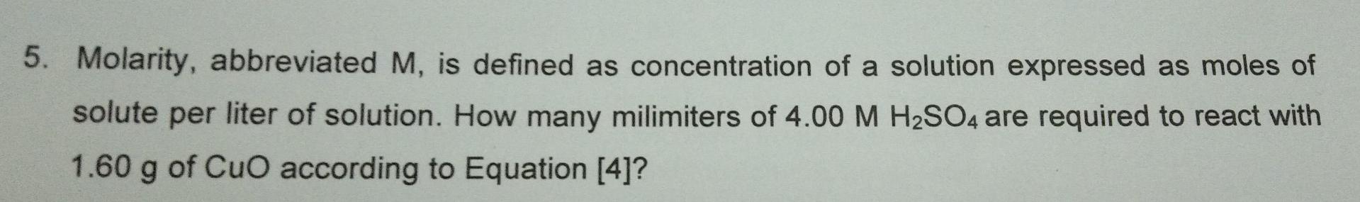 5 Molarity Abbreviated M Is Defined As Concentration Of A Solution Expressed As Moles Of Solute Per Liter Of Solution 1