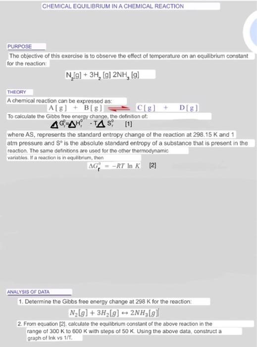Chemical Equilibrium In A Chemical Reaction Purpose The Objective Of This Exercise Is To Observe The Effect Of Temperatu 1