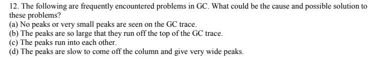 12 The Following Are Frequently Encountered Problems In Gc What Could Be The Cause And Possible Solution To These Prob 1