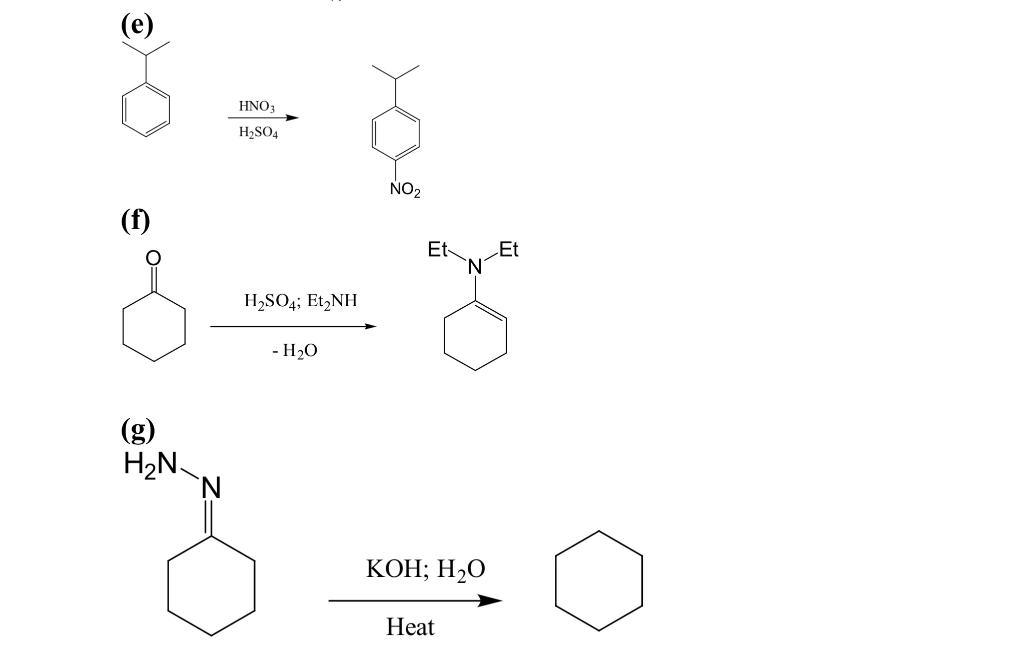 E Hno H2so4 No2 F Et N Et H2so4 Etnh H2o G H2n Koh H20 Heat 1
