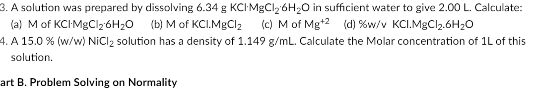 Problem Solving In Molarity Write The Given Formula And Solution 1