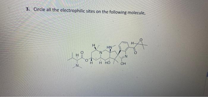3 Circle All The Electrophilic Sites On The Following Molecule H H Hn N 0 H N Ot H H Ho Oh N 1