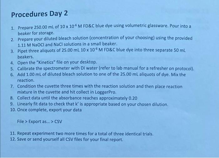 Procedures Day 1 Caution Bleach Is A Strong Oxidizer Avoid Skin Contact And Flush Immediately With Large Amounts Of Wa 3