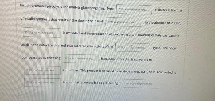Insulin Promotes Glycolysis And Inhibits Gluconeogensis Type Write Your Core Here Diabetes Is The Loss Of Insulin Synth 1