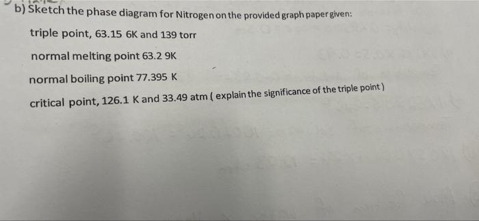 B Sketch The Phase Diagram For Nitrogen On The Provided Graph Paper Giver Triple Point 63 15 6k And 139 Torr Normal M 1