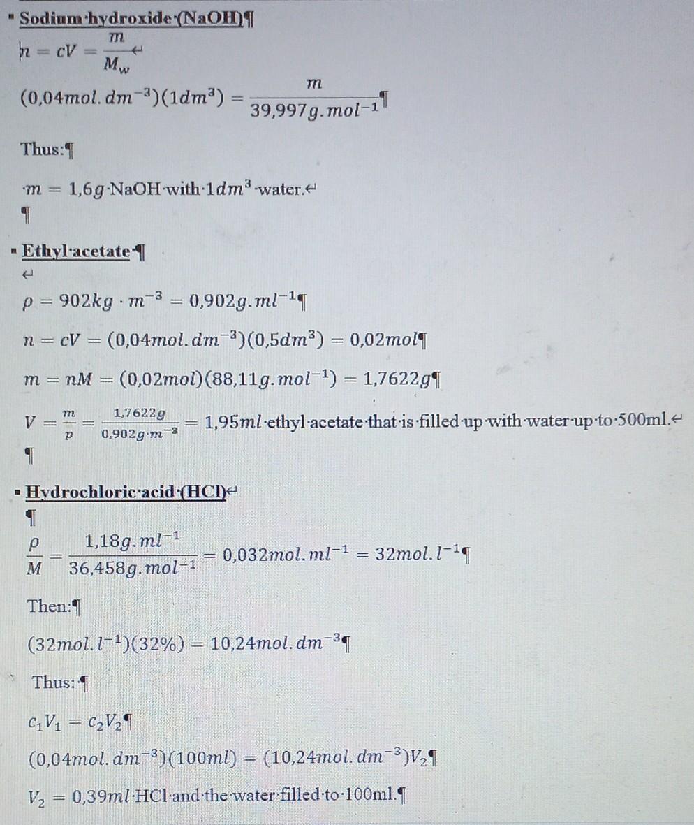 Calculations Table How Do We Calculate The Consetration C In The Tabel Via This Formula 1