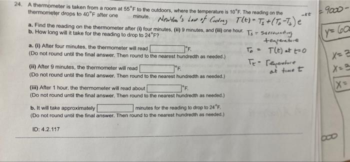 9000 Y 60 24 A Thermometer Is Taken From A Room At 55 F To The Outdoors Where The Temperature Is 10 F The Reading 1