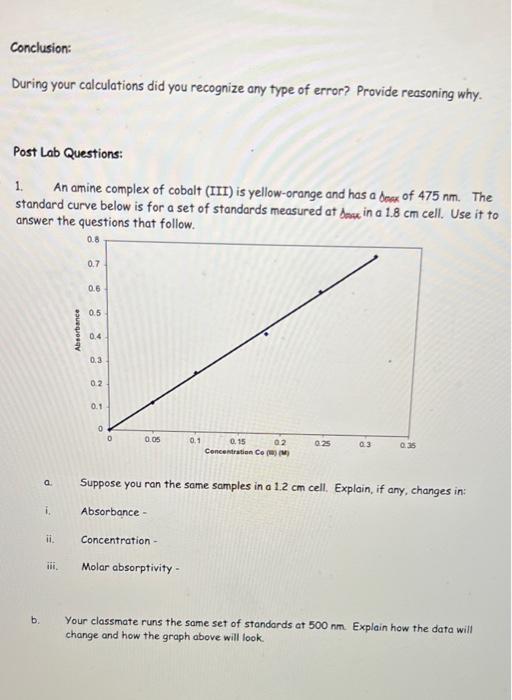 This Exam Involves Using Absorbance Spectrum To Analyze A Co Unknown Solution Multiple Working Standard Solutions Wil 4