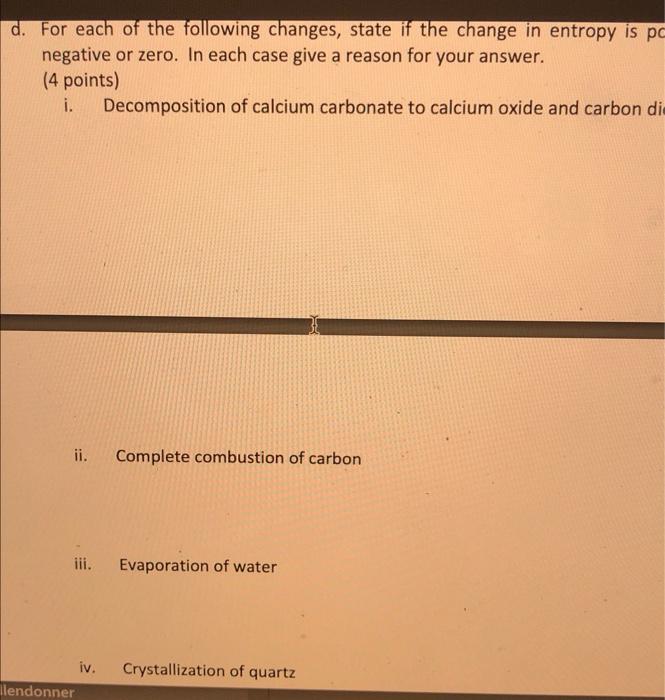 3 Second Law Of Thermodynamics A Give An Example Of A Reversible And An Irreversible Process Giving A Reason For Each 3
