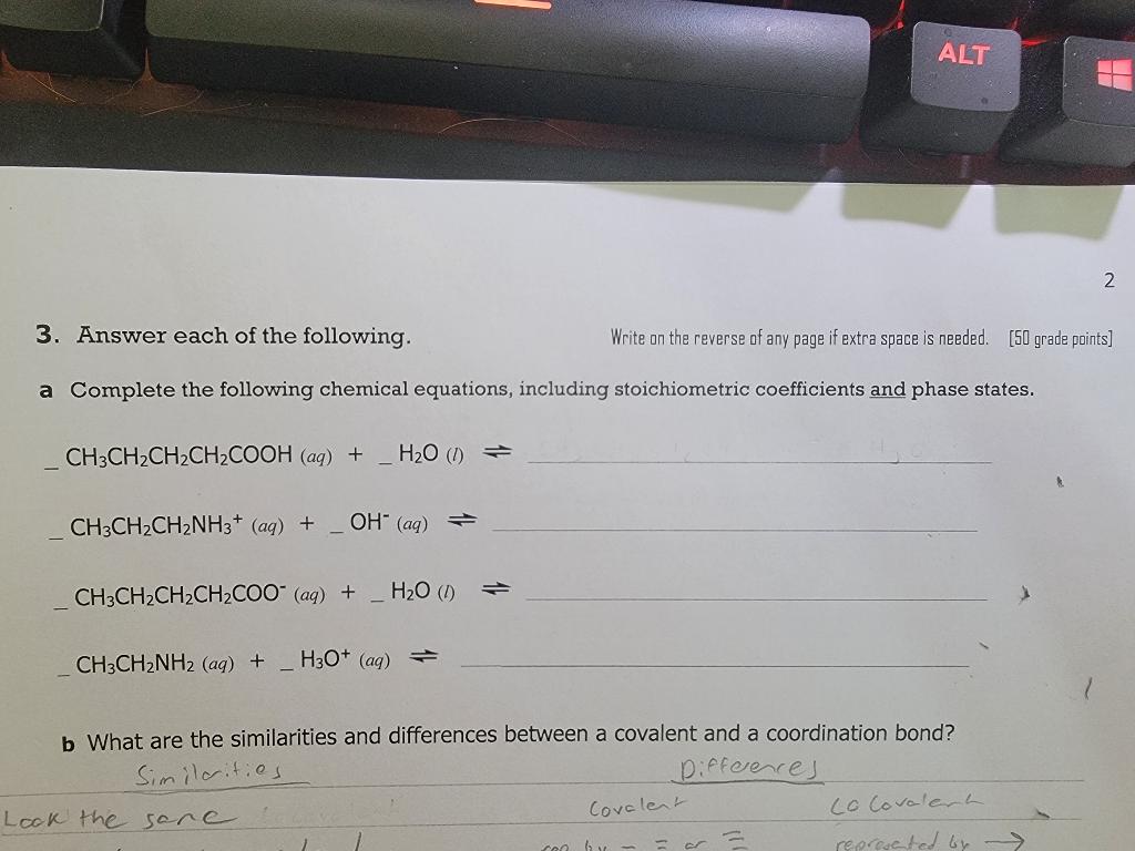 Alt 2 3 Answer Each Of The Following Write On The Reverse Of Any Page If Extra Space Is Needed 50 Grade Points A Co 1