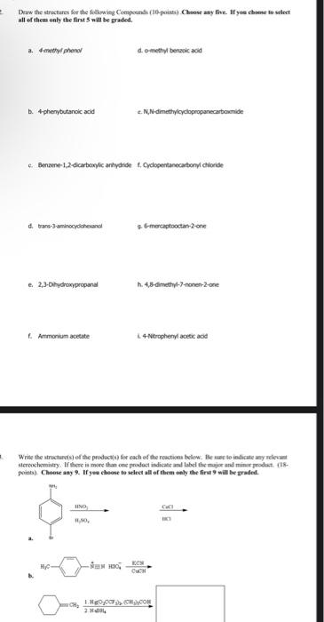 Daw The Structures For The Flowing Compounds Opet Cheese Any Fine If You Chose To Select All Of Them Only The First W 1