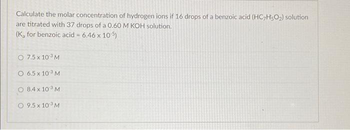 Question 3 2 Pts Ents Calculate The Molar Concentration Of Hydrogen Onsit 16 Drops Of A Broad Roscuro Me Titrated With 3 4