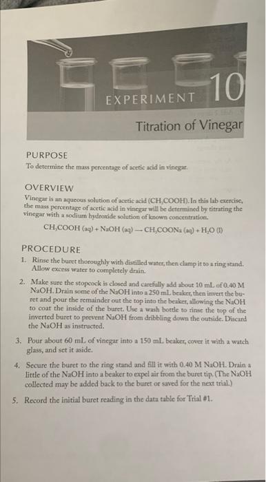 Titration Of Vine C Name Lab Report Date Show All Work Attach Data Table Trial 1 Results 1 Calculate The Mass Of Ace 6