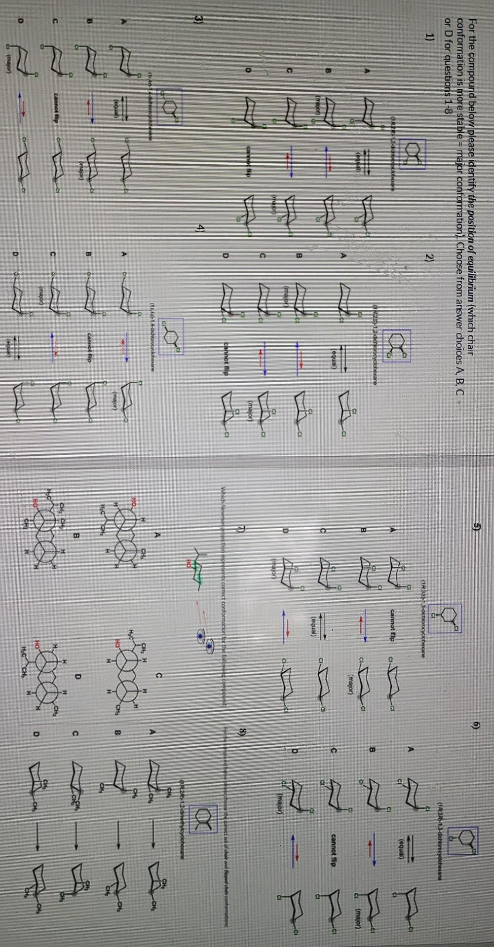 For The Compound Below Please Identify The Position Of Equilibrium Which Chair Conformation Is More Stable Major Conf 1