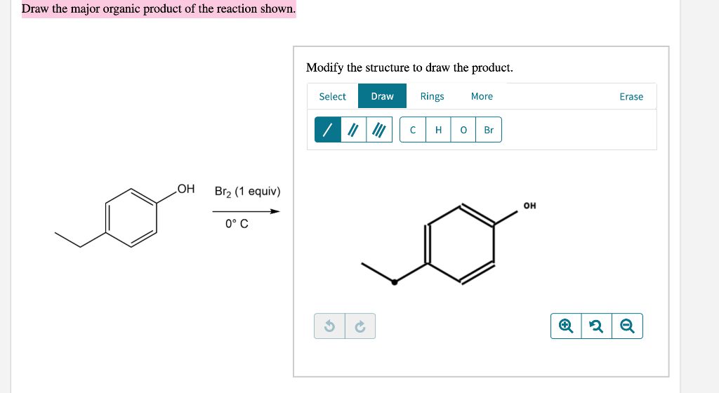 Draw The Major Organic Product Of The Reaction Shown Modify The Structure To Draw The Product Select Draw Rings More E 1