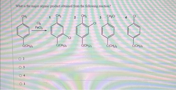 What Is The Major Organic Product Obtained From The Following Reaction Che Che Ch 3 Chci Cla Fecl3 Is Ci C Ch3 3 C Ch3 1