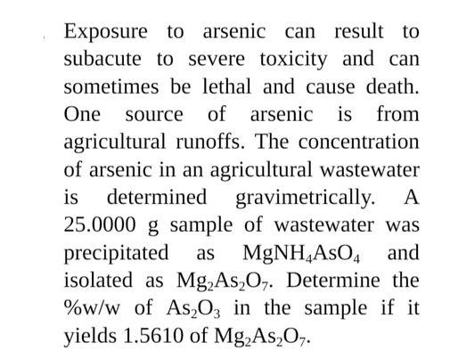 Exposure To Arsenic Can Result To Subacute To Severe Toxicity And Can Sometimes Be Lethal And Cause Death One Source Of 1