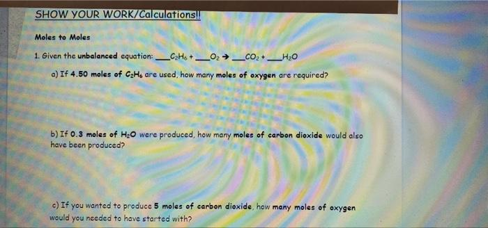 Please Show Your Work For Questions A B C 1