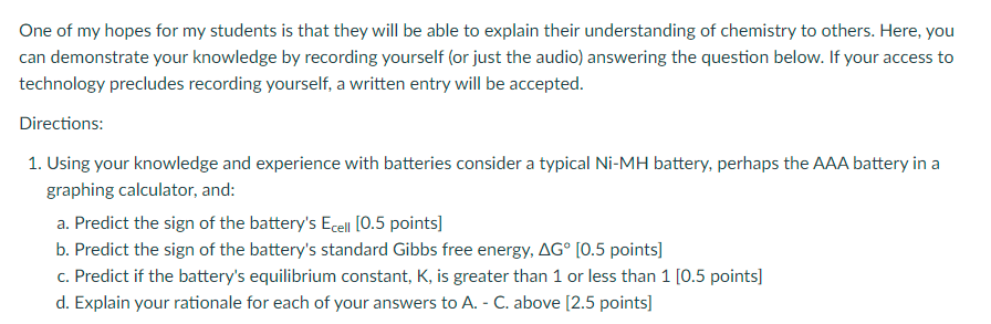 One Of My Hopes For My Students Is That They Will Be Able To Explain Their Understanding Of Chemistry To Others Here Y 1