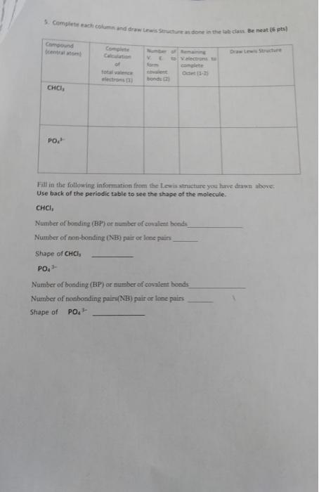 5 Complete Each Column And Trww Cari Swedone In The Bot Des De Neat Is Een Compound Dealer V Gm The To Chci Po Fill In 1