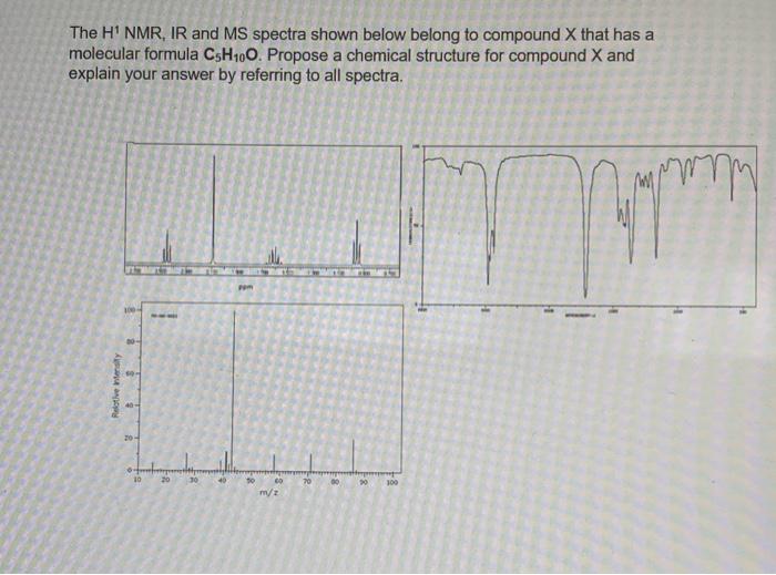 The H Nmr Ir And Ms Spectra Shown Below Belong To Compound X That Has A Molecular Formula Csh400 Propose A Chemical St 1
