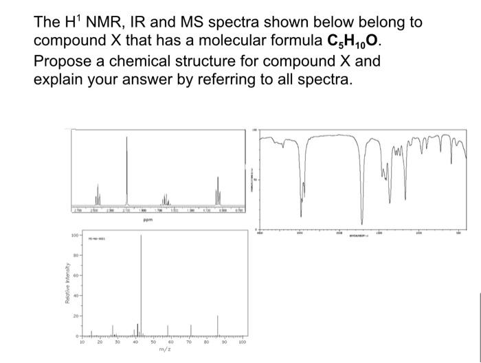 The H Nmr Ir And Ms Spectra Shown Below Belong To Compound X That Has A Molecular Formula Csh400 Propose A Chemical St 2