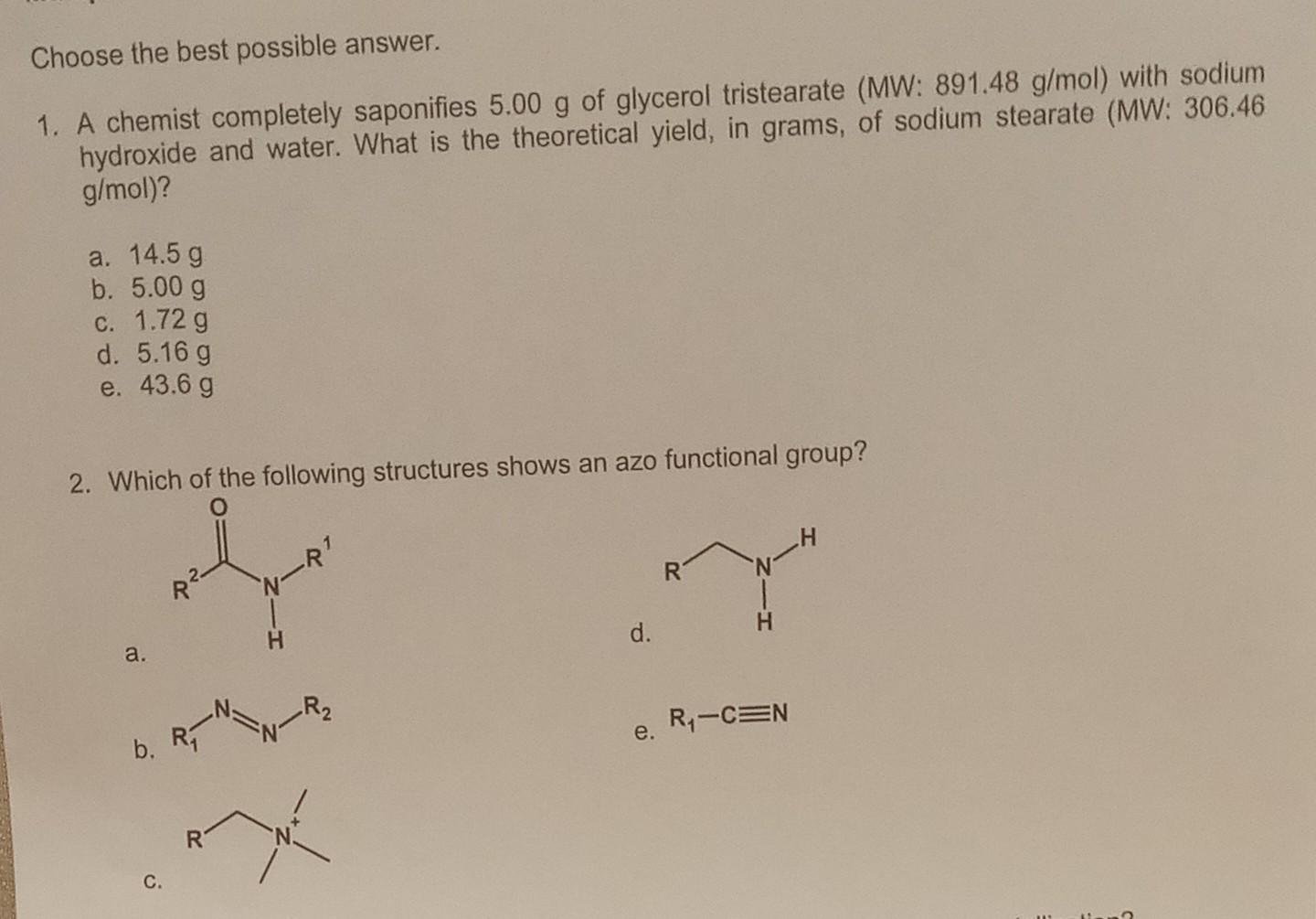 Hello I Need Help With This 2 Questions Assingment This Is Organic Chemistry 2 Address The 2 Questions Please Help 1