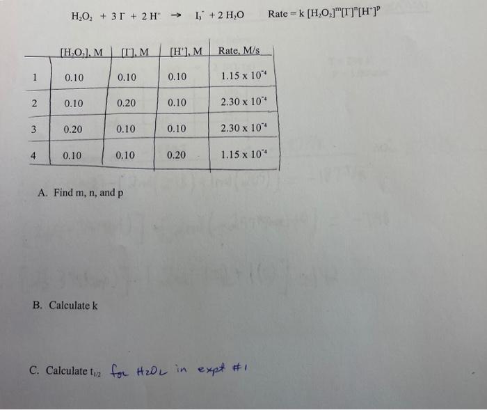 Ho 31 2 1 2 H2o Rate K H 0 1 H Ho M T M H M Rate M S 0 10 0 10 0 10 1 15 X 10 2 0 10 0 20 0 1 1