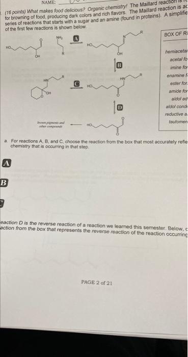 Name 16 Points What Makes Food Delicious Organic Chemistry The Maillard Reactions For Browning Of Food Producing Da 1