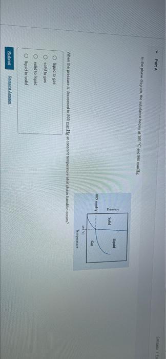Part A In The Phase Diagram The Wa Beg 185 And Alle Lipad Solid 5 Gas 13 Tempe When The Pressure Is Decreased To 800 Mml 1