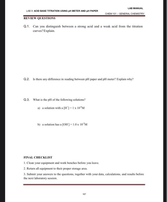 Lab Manual Lab Acid Base Titration Using Ph Meter Ang Dh Paper Chem 101 General Chemistry Review Questions Q 1 Can 1