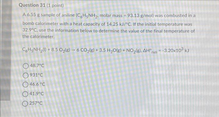 Question 29 1 Point A 0 286 G Sample Of An Unknown Compound Occupies 0 125 Lat 298 K And 0 79 Atm What Is The Molar M 2