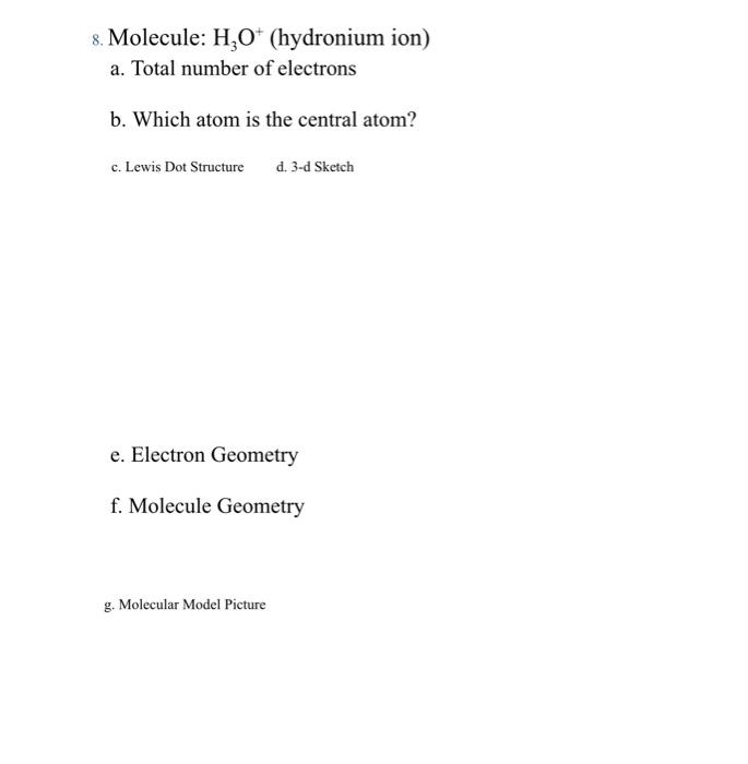 1 Molecule H 0 Water A Total Number Of Electrons B Which Atom Is The Central Atom C Lewis Dot Structured 3 4 Sk 8