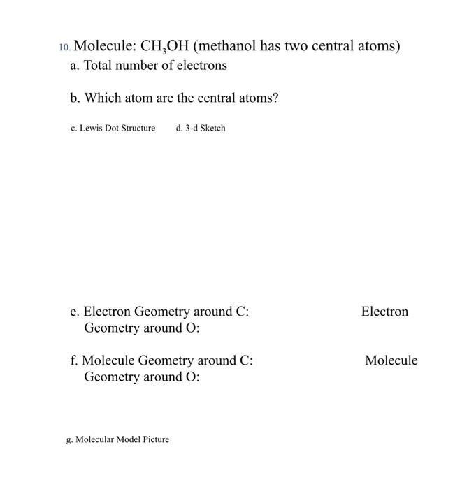 1 Molecule H 0 Water A Total Number Of Electrons B Which Atom Is The Central Atom C Lewis Dot Structured 3 4 Sk 10