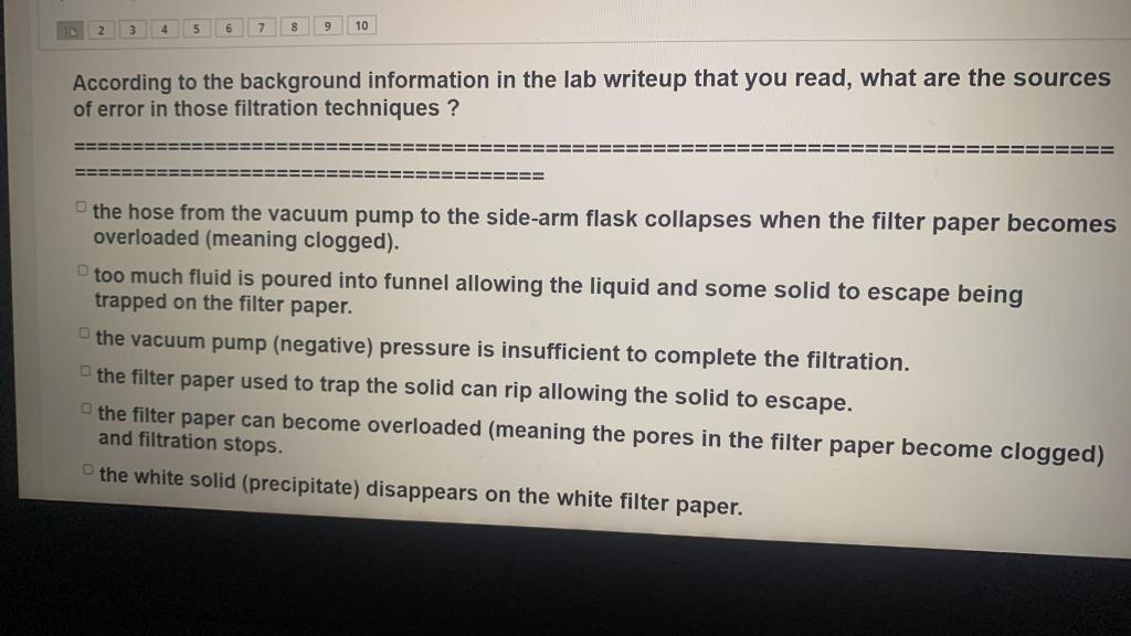 2 3 5 6 7 10 According To The Background Information In The Lab Writeup That You Read What Are The Sources Of Error In 1