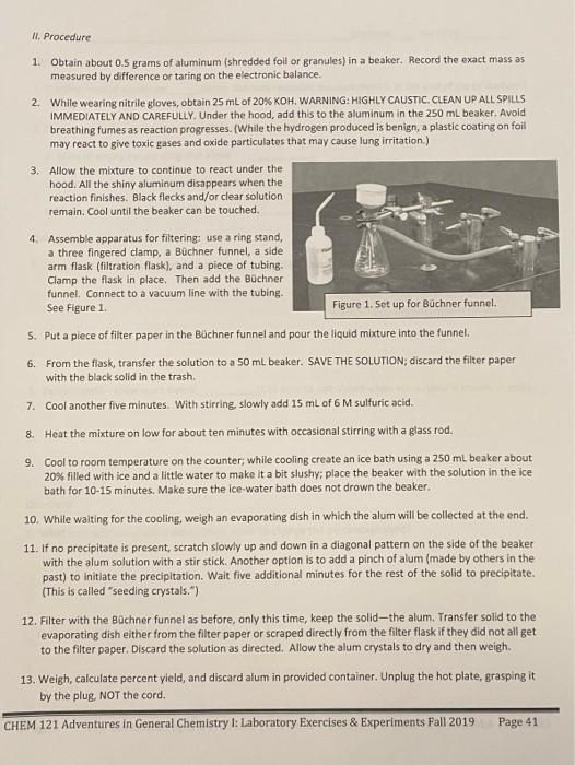 Ll Procedure 1 Obtain About 0 5 Grams Of Aluminum Shredded Foil Or Granules In A Beaker Record The Exact Mass As Me 1