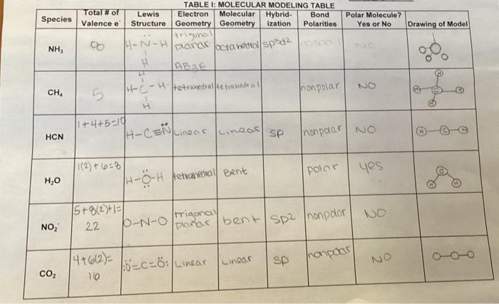 Species Polar Molecule Yes Or No Drawing Of Model Nh Tablet Molecular Modeling Table Total Of Lewis Electron Molecu 1