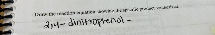 Draw The Reaction Equation Showing The Specific Product Synthesized 214 Dinitrophenol 1